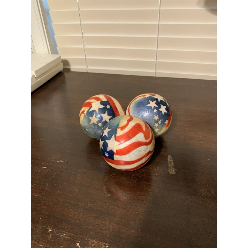 Pier 1 Imports Patriotic Capiz Shell Decorative Balls/Bowl Filler Set Of 3